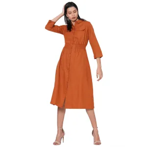 109F Rust Soild Dress