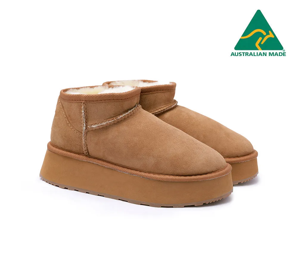 Australian Made Sheepskin Wool Ankle Boots Ultra Mini Platform