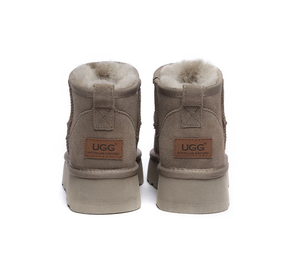 AUSTRALIAN SHEPHERD® UGG Boots Sheepskin Wool Mini Platform Thick Bottom Ronnie