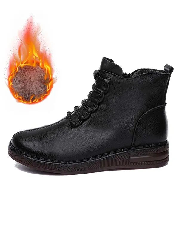 Autumn Winter Slip-resistant Soft Leather Retro Boots