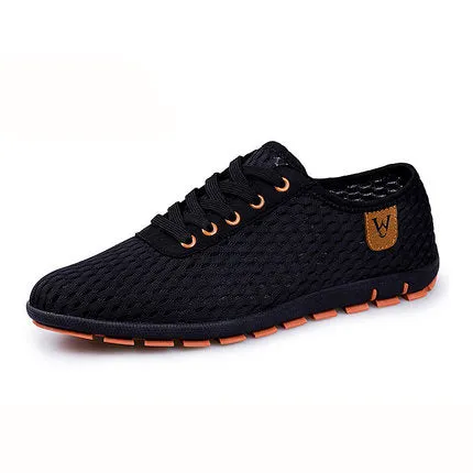 Breathable Mens Casual Low Lace-up Canvas Flat Shoes