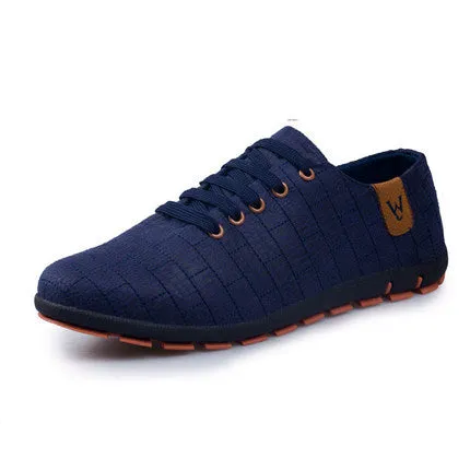 Breathable Mens Casual Low Lace-up Canvas Flat Shoes