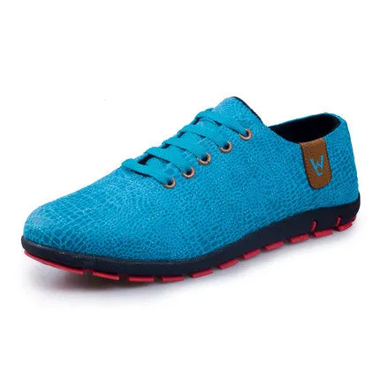 Breathable Mens Casual Low Lace-up Canvas Flat Shoes