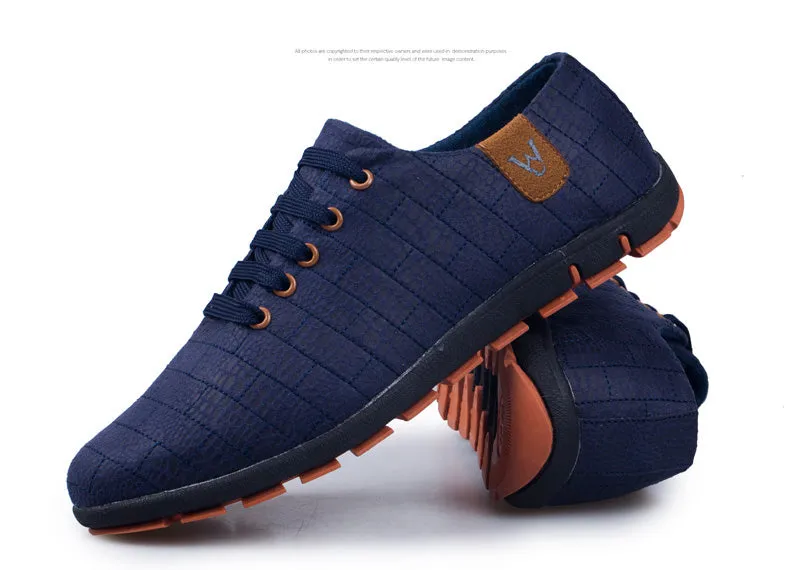 Breathable Mens Casual Low Lace-up Canvas Flat Shoes