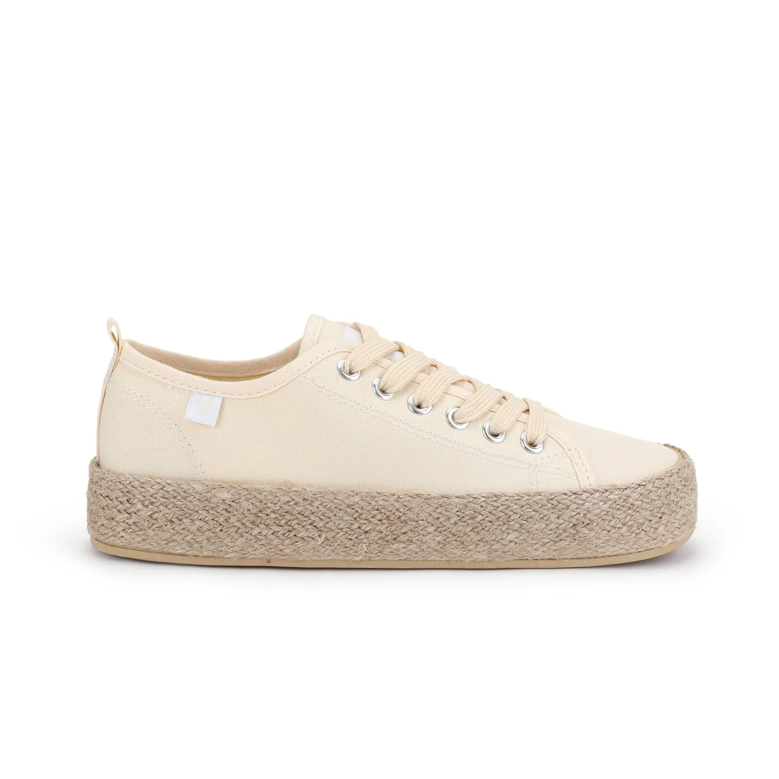 Cream white canvas lace-up espadrille sneakers