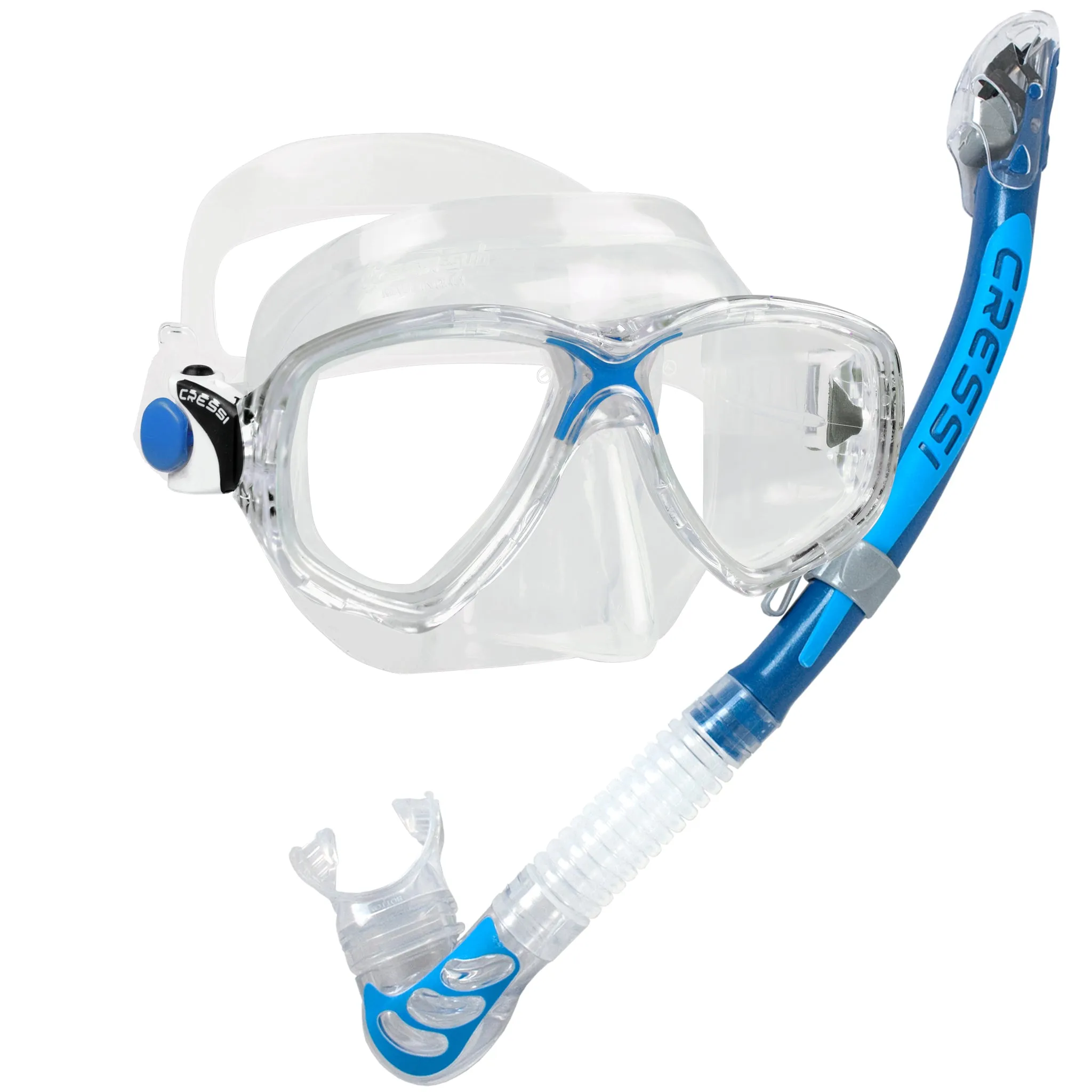 Cressi Marea Mask, Dry Snorkel & Agua Fins, Lightweight Snorkelling Set