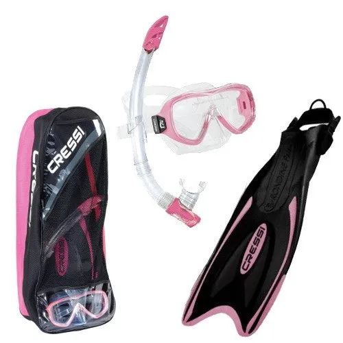 Cressi Palau Long Fins Snorkel Mask Bag Set