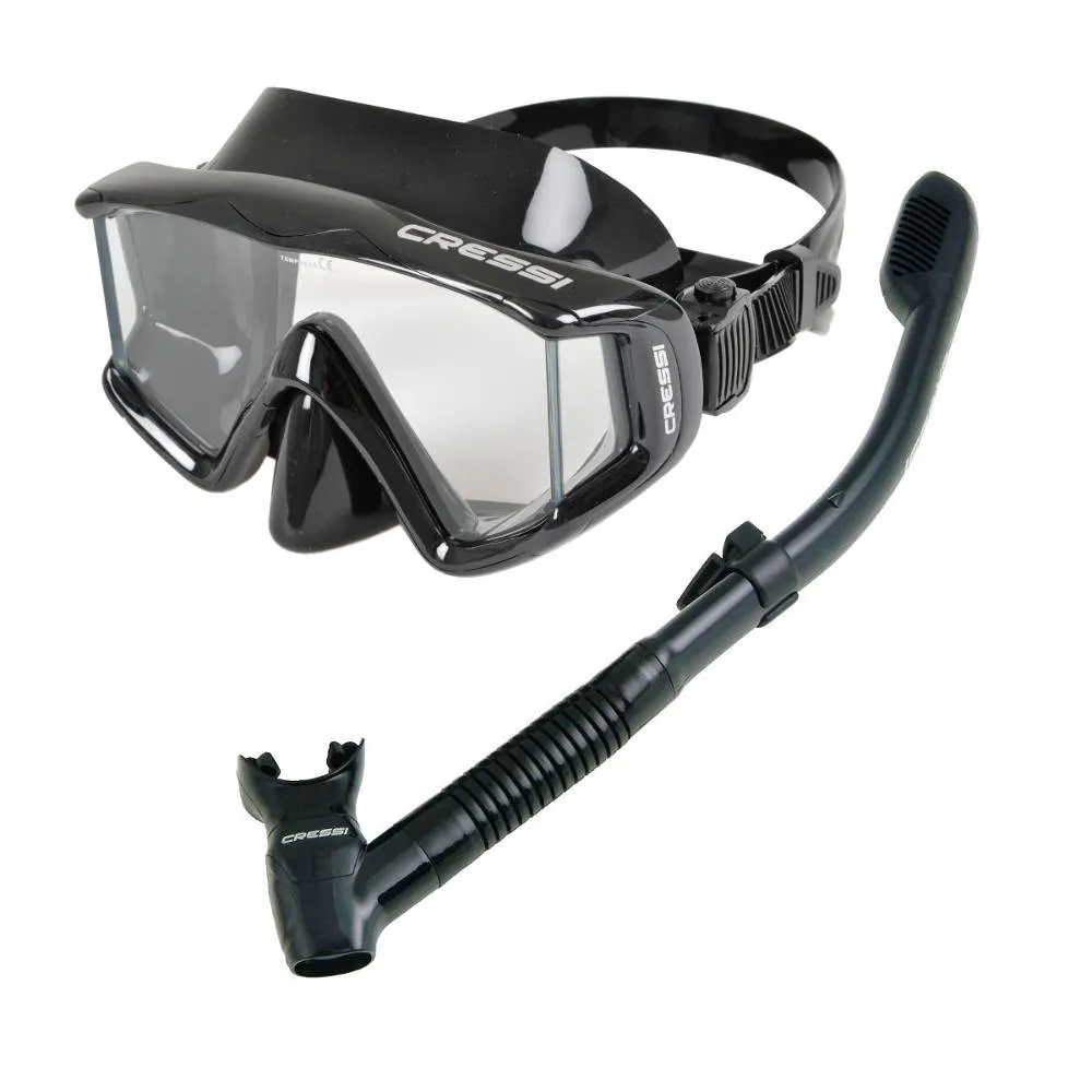 Cressi Panoramic 3 Dive Mask and Supernova Dry Snorkel Combo