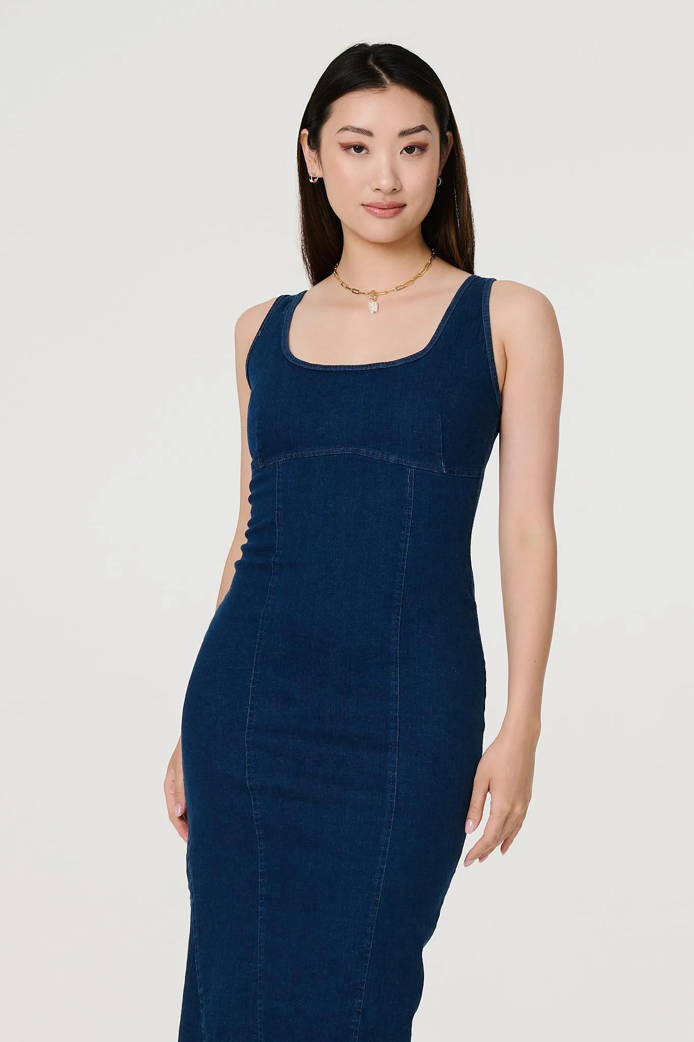 Denim Bodycon Midi Dress