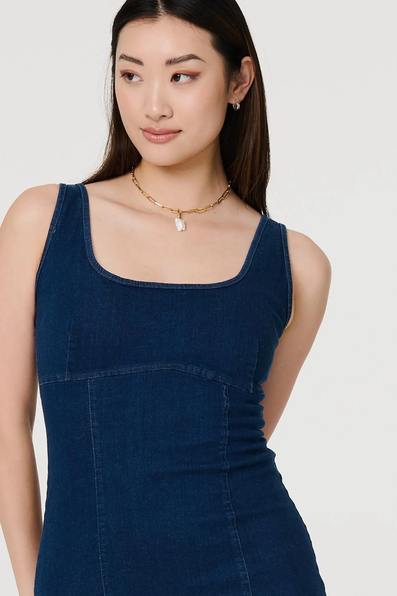 Denim Bodycon Midi Dress