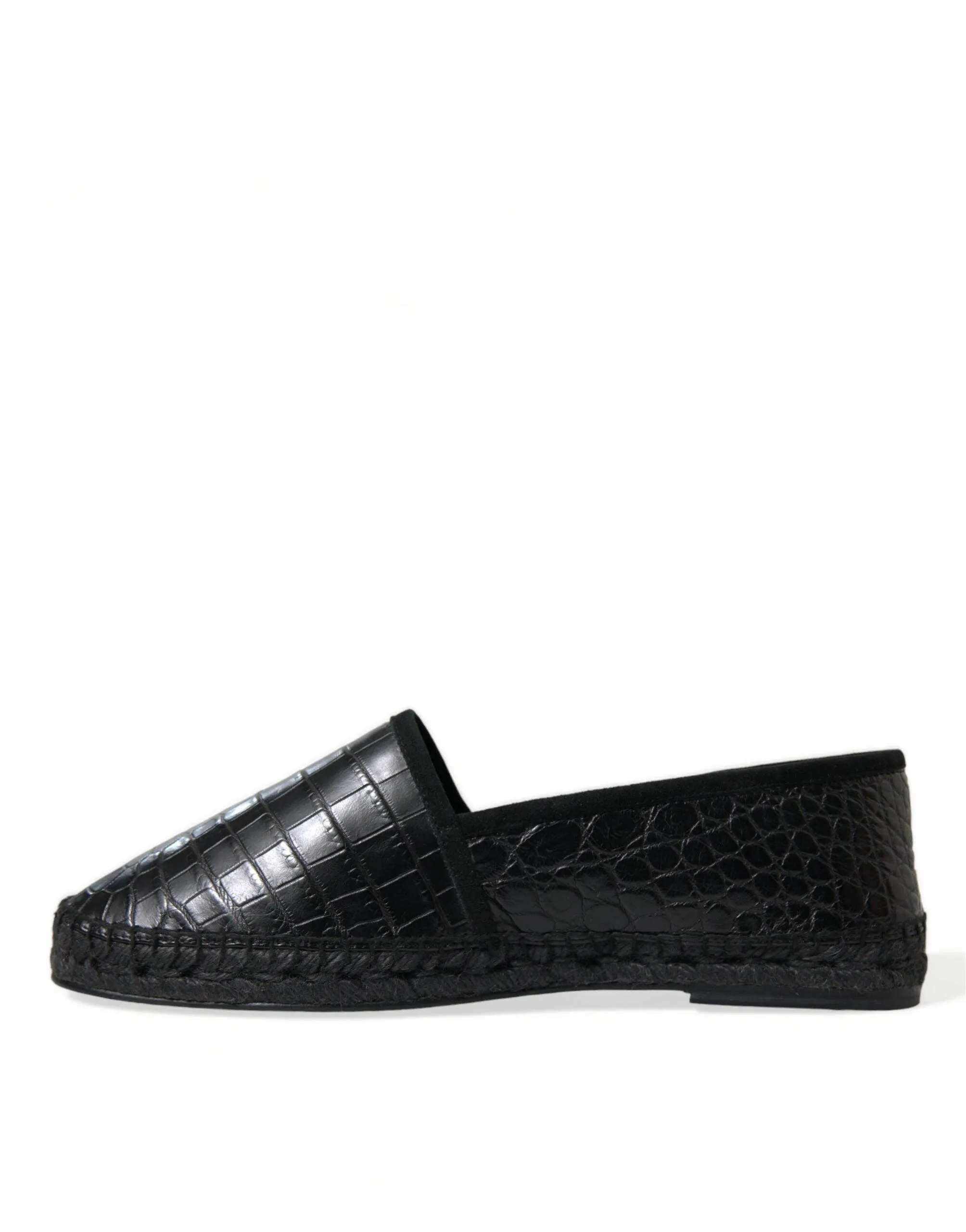 Dolce & Gabbana Black Exotic Leather Espadrilles Slip On Shoes