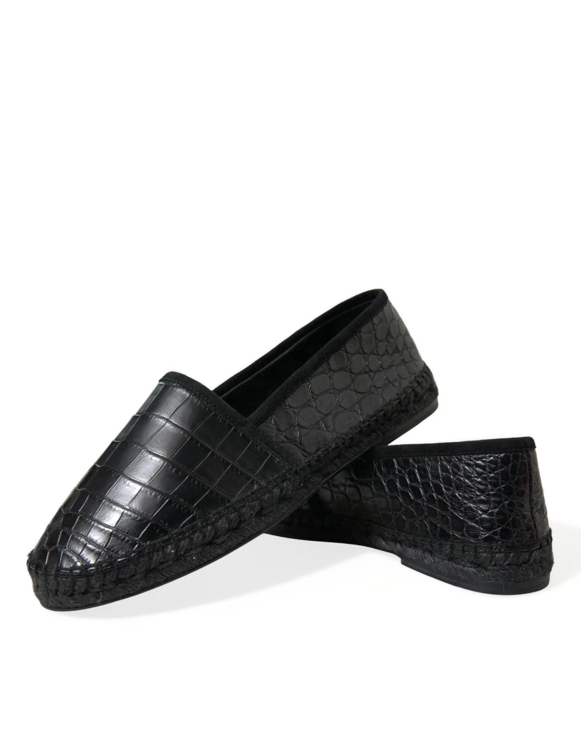 Dolce & Gabbana Black Exotic Leather Espadrilles Slip On Shoes