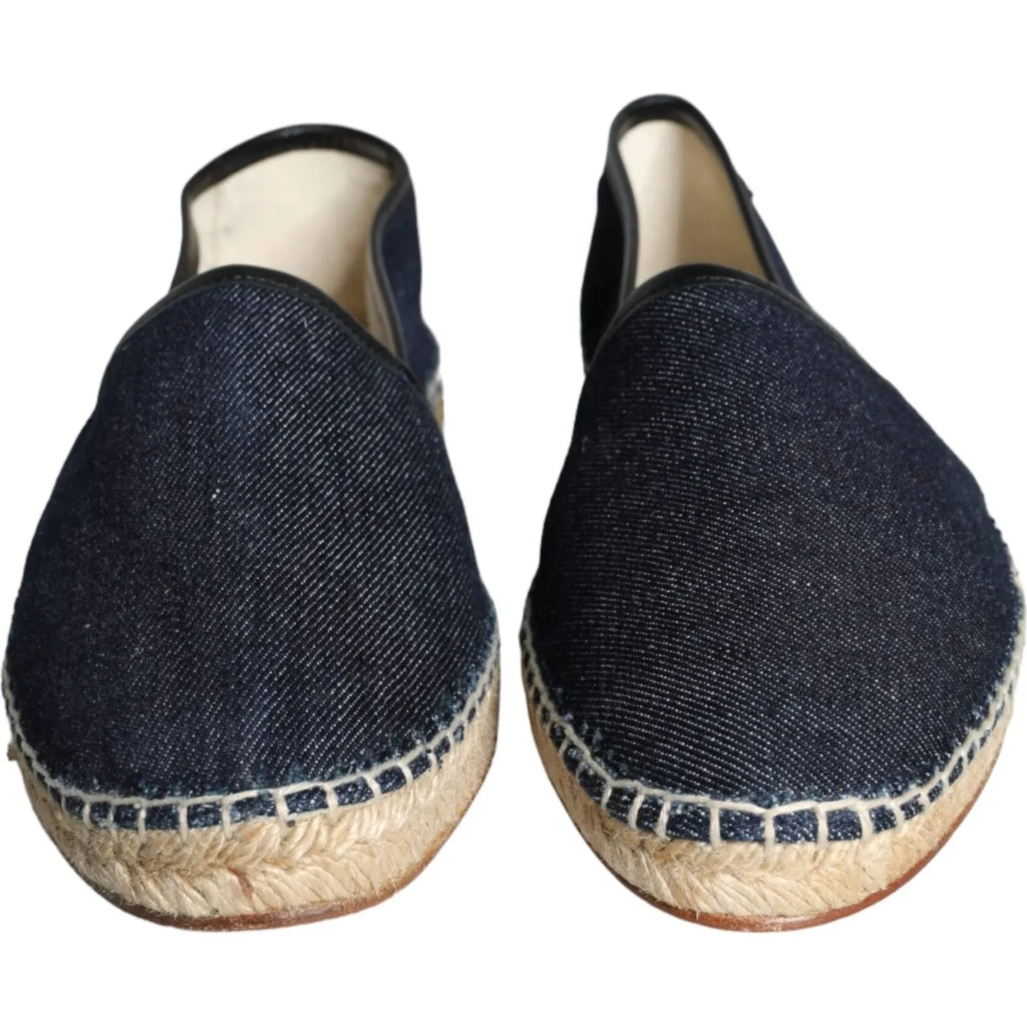 Dolce & Gabbana Blue Denim Cotton Leather Espadrilles Shoes