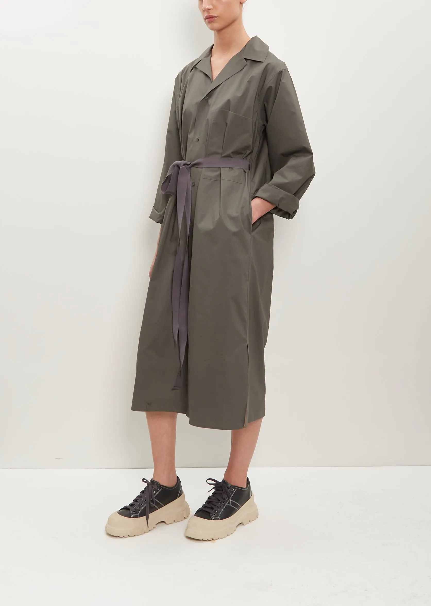 Drome Cotton Shirt Dress — Sage