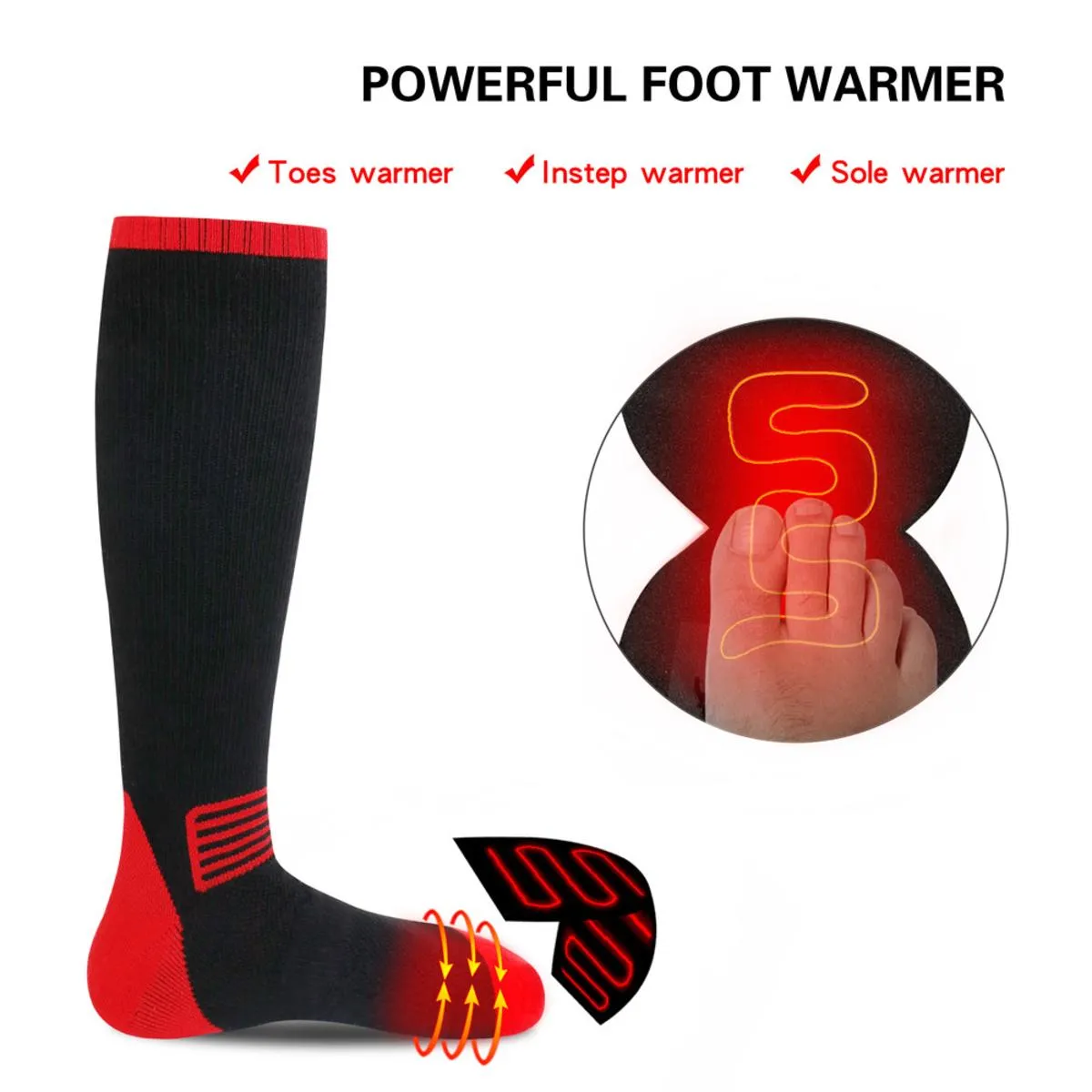 Dr.Warm Winter Sports Foot Warmer Electric Heated Socks