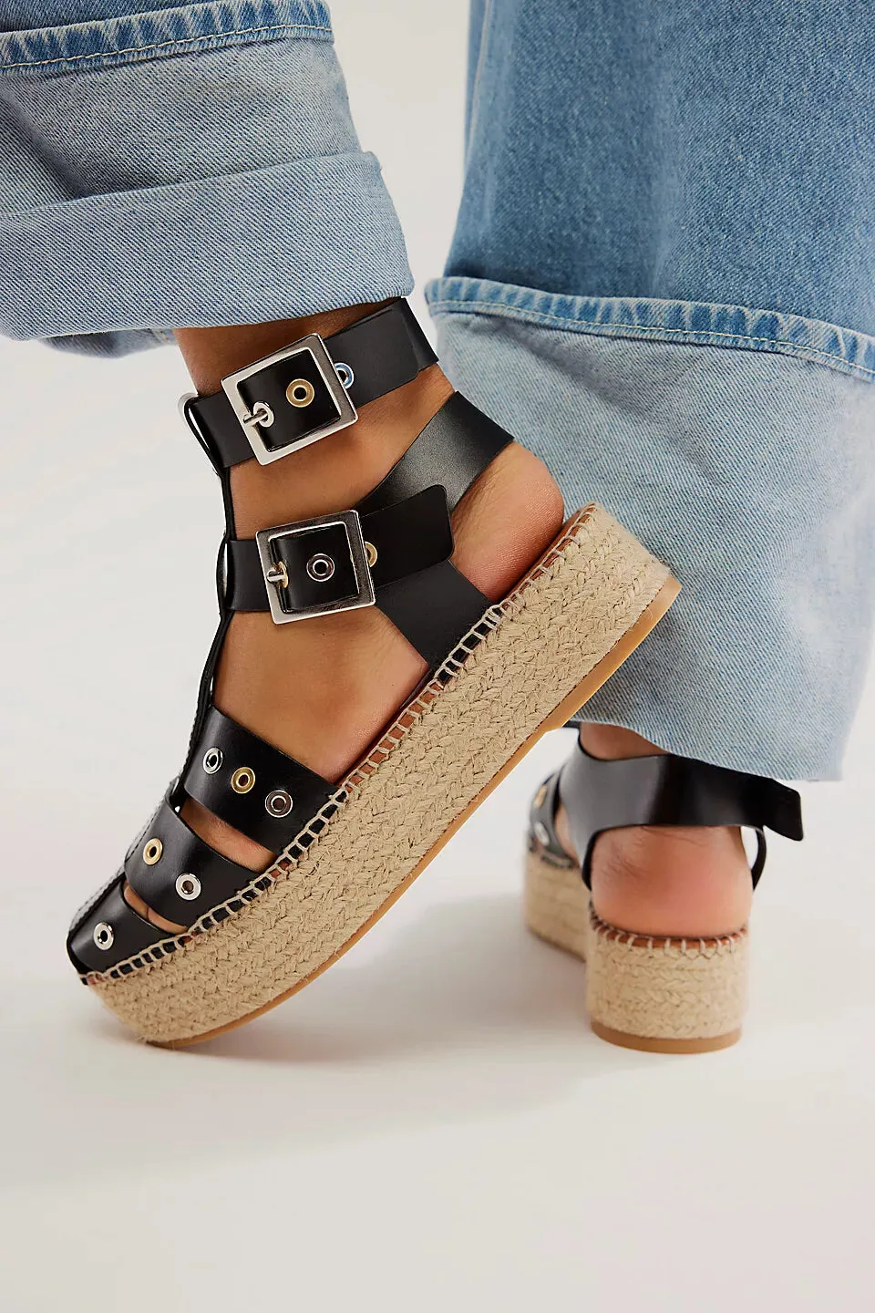 Free People Shoes Gable Gladiator Espadrilles in Black