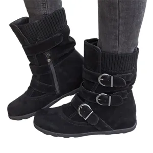 Funki Buys | Boots | Women's Buckled Suede Snow Ankle Boots