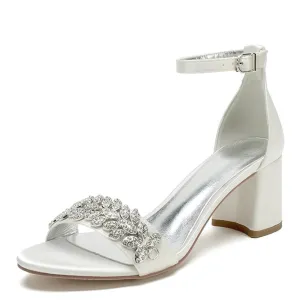 Funki Buys | Shoes | Women's Block Heel Crystal Wedding Shoe