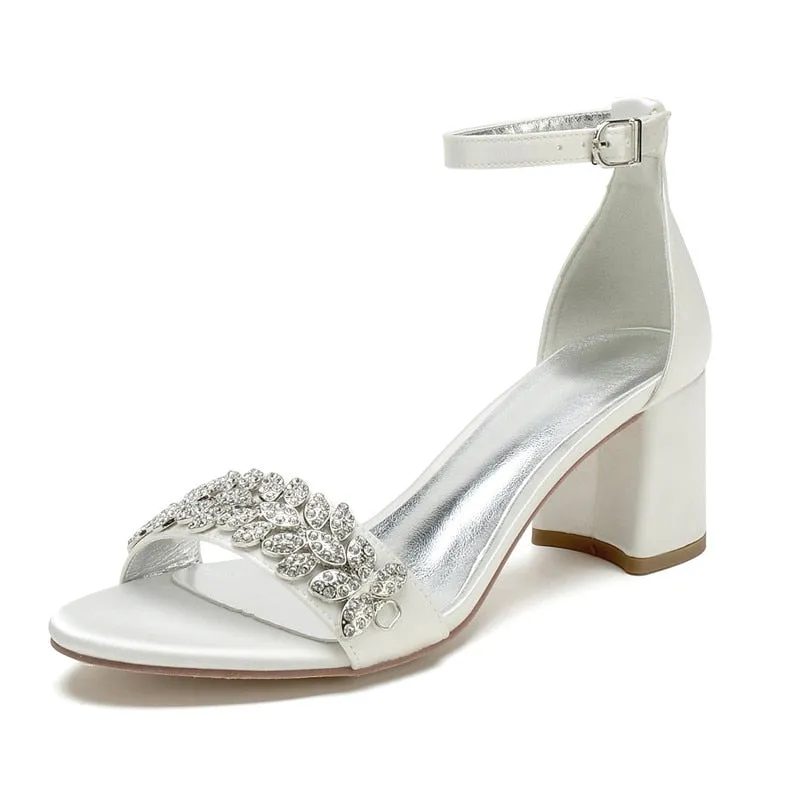 Funki Buys | Shoes | Women's Block Heel Crystal Wedding Shoe