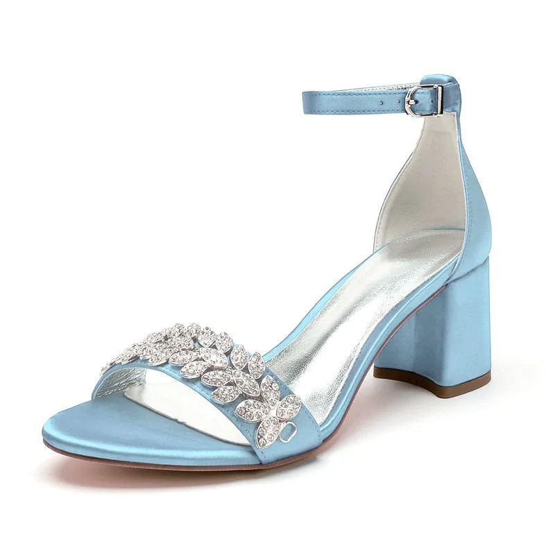 Funki Buys | Shoes | Women's Block Heel Crystal Wedding Shoe