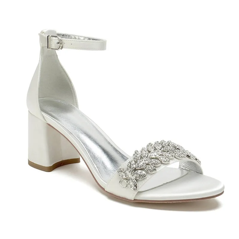 Funki Buys | Shoes | Women's Block Heel Crystal Wedding Shoe