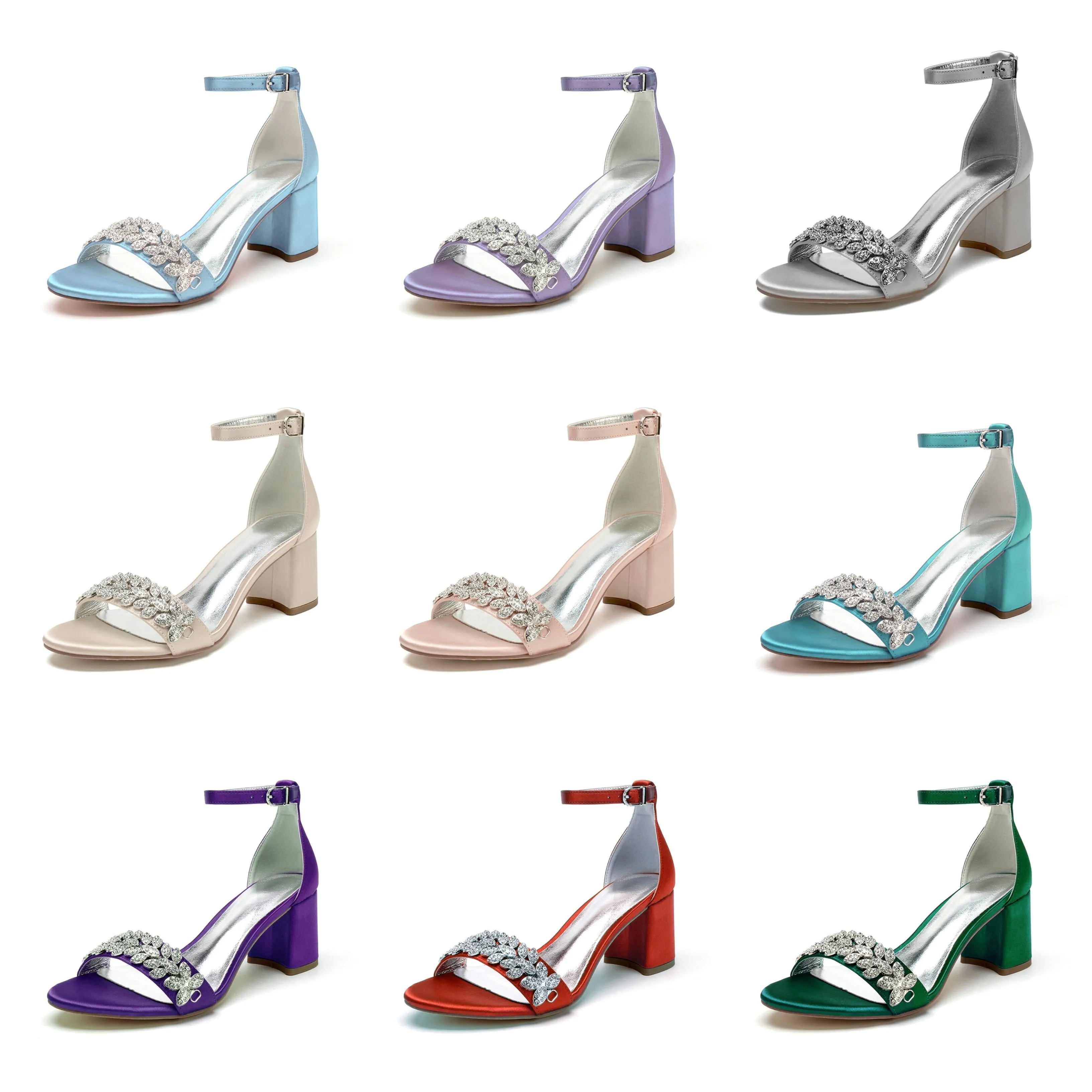 Funki Buys | Shoes | Women's Block Heel Crystal Wedding Shoe