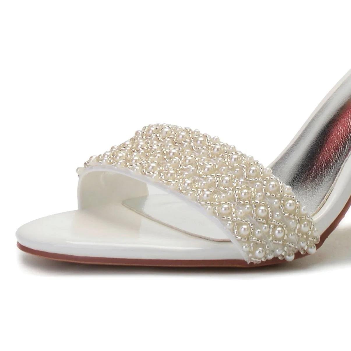 Funki Buys | Shoes | Women's Block Heel Pearl Bridal Sandals