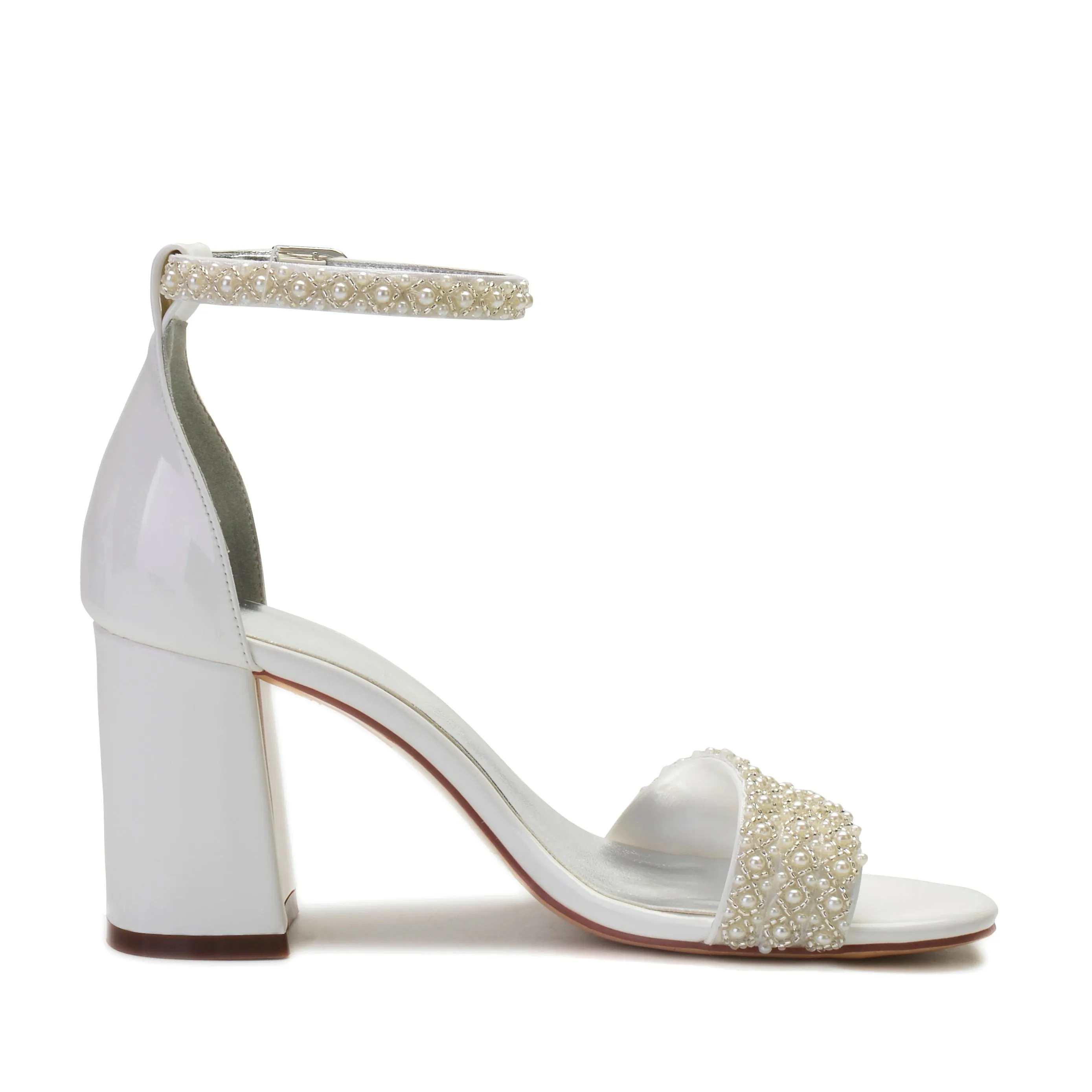 Funki Buys | Shoes | Women's Block Heel Pearl Bridal Sandals