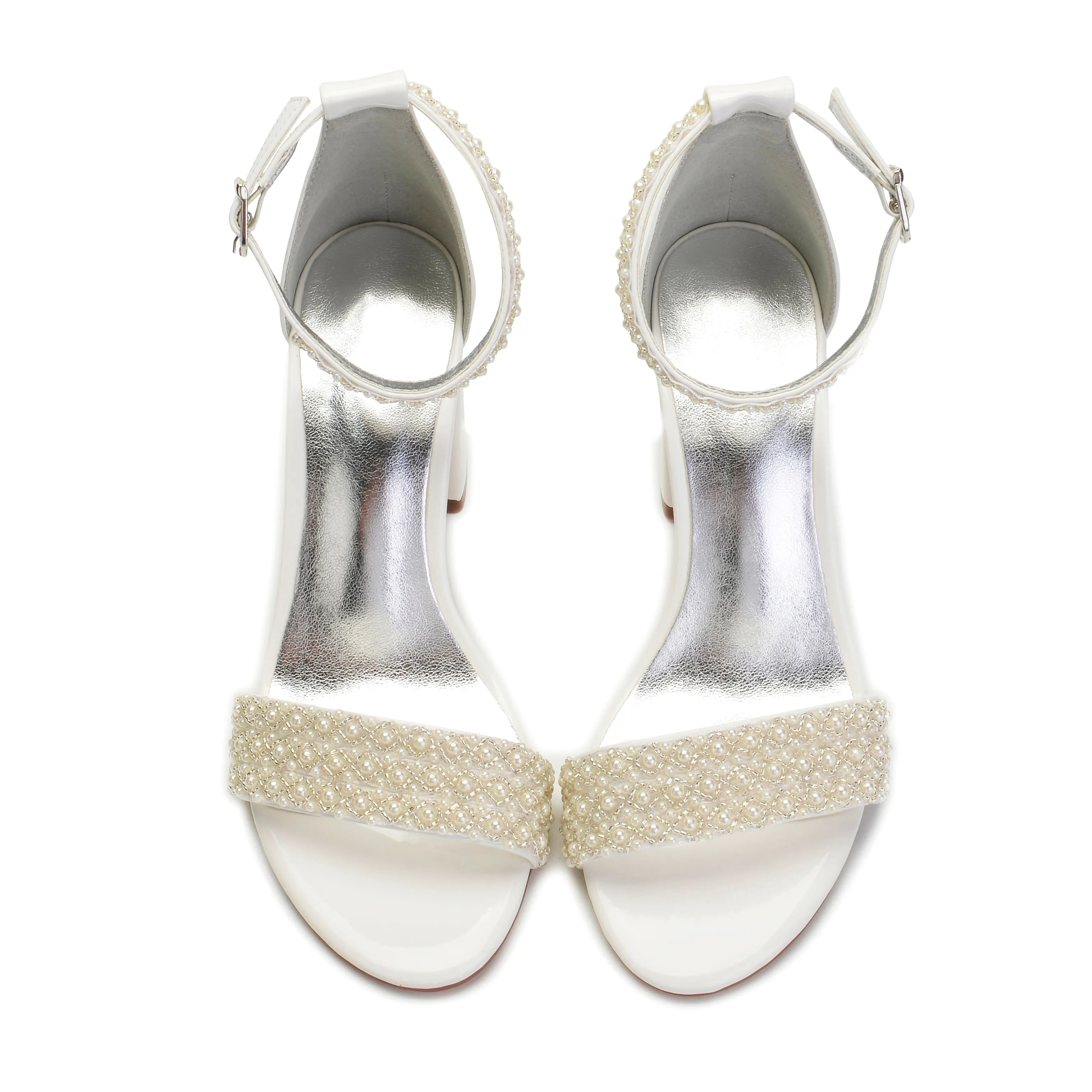 Funki Buys | Shoes | Women's Block Heel Pearl Bridal Sandals