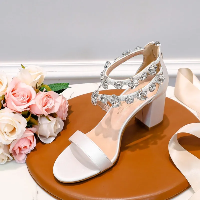 Funki Buys | Shoes | Women's Crystal Silk Wedding Sandals