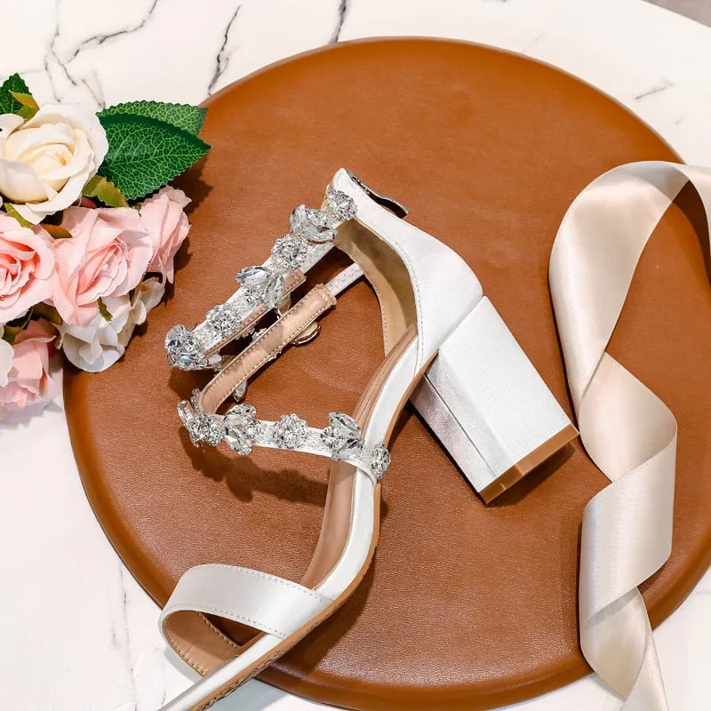 Funki Buys | Shoes | Women's Crystal Silk Wedding Sandals