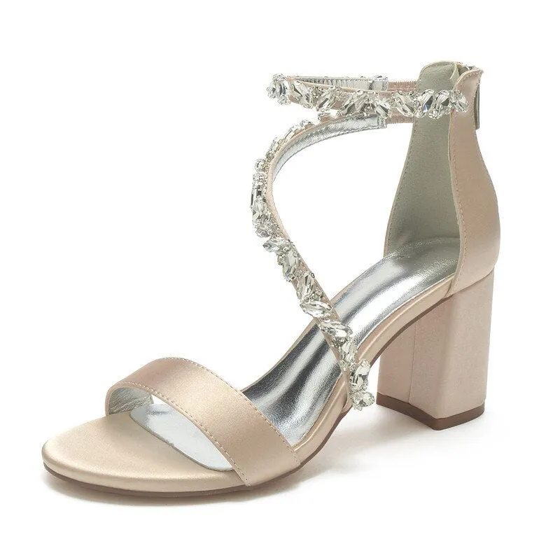 Funki Buys | Shoes | Women's Crystal Silk Wedding Sandals