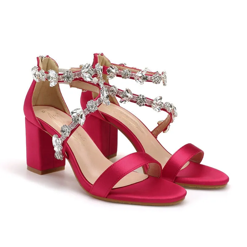 Funki Buys | Shoes | Women's Crystal Silk Wedding Sandals