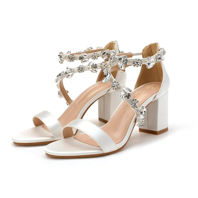 Funki Buys | Shoes | Women's Crystal Silk Wedding Sandals