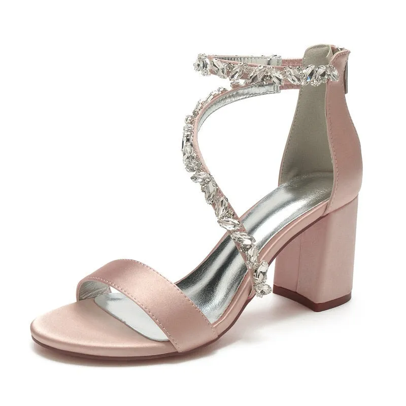 Funki Buys | Shoes | Women's Crystal Silk Wedding Sandals