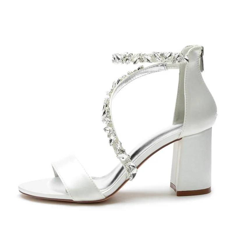 Funki Buys | Shoes | Women's Crystal Silk Wedding Sandals