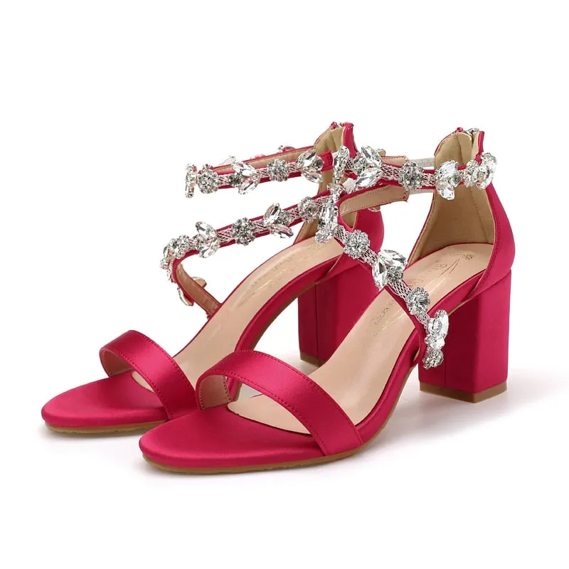 Funki Buys | Shoes | Women's Crystal Silk Wedding Sandals