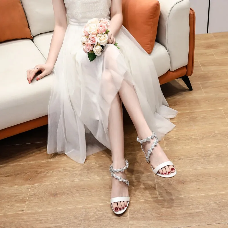 Funki Buys | Shoes | Women's Crystal Silk Wedding Sandals