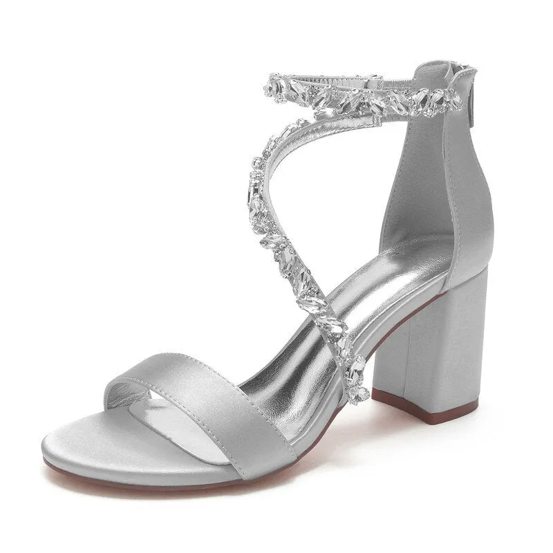 Funki Buys | Shoes | Women's Crystal Silk Wedding Sandals