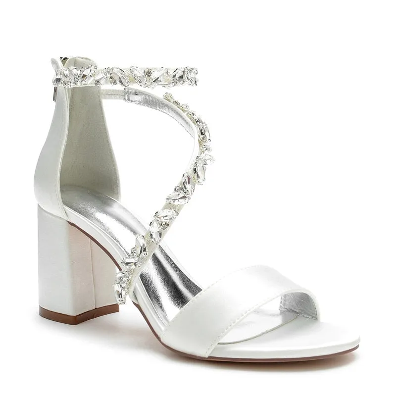 Funki Buys | Shoes | Women's Crystal Silk Wedding Sandals