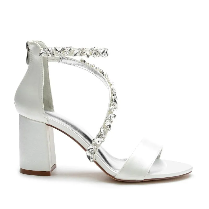 Funki Buys | Shoes | Women's Crystal Silk Wedding Sandals