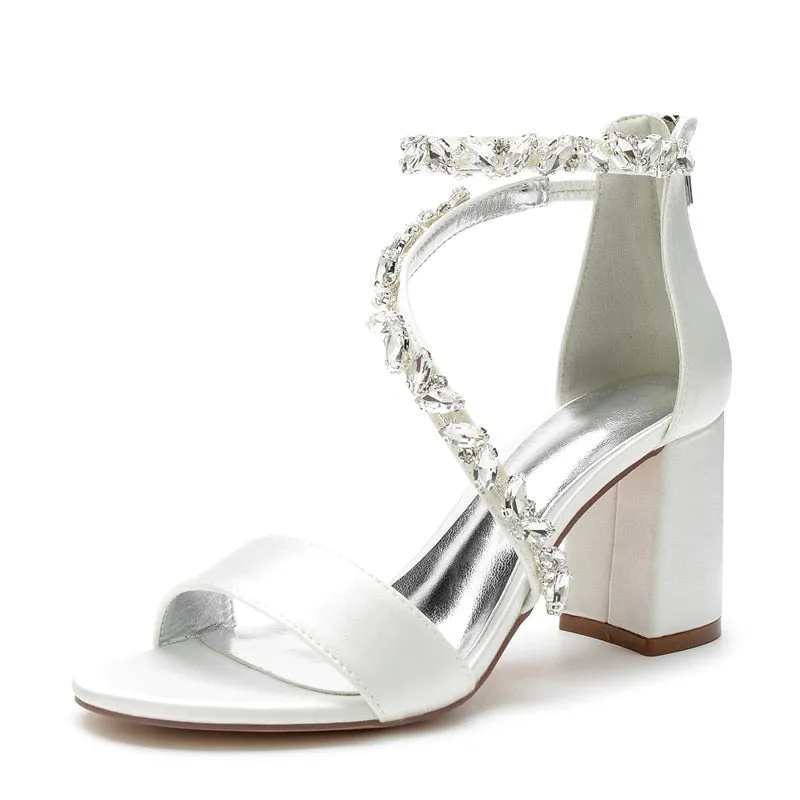 Funki Buys | Shoes | Women's Crystal Silk Wedding Sandals