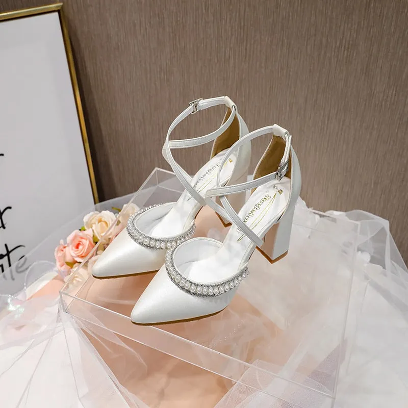 Funki Buys | Shoes | Women's Pearl Rhinestone Bridal Shoes