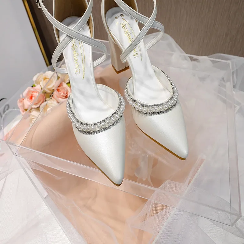 Funki Buys | Shoes | Women's Pearl Rhinestone Bridal Shoes