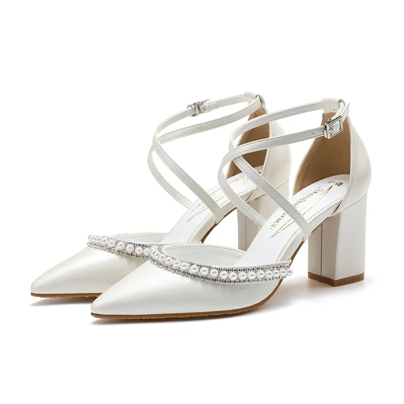 Funki Buys | Shoes | Women's Pearl Rhinestone Bridal Shoes