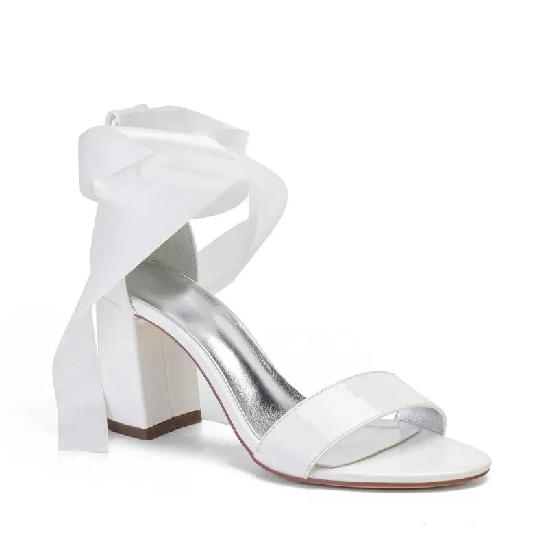 Funki Buys | Shoes | Women's Satin Ankle Tie Block Sandals