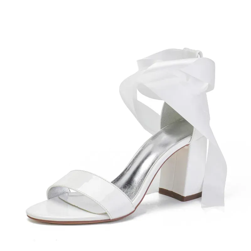 Funki Buys | Shoes | Women's Satin Ankle Tie Block Sandals