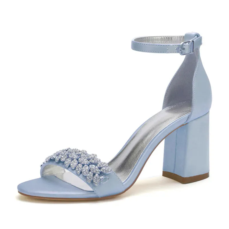 Funki Buys | Shoes | Women's Satin Block Heel Bridal Sandals