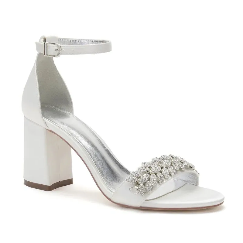 Funki Buys | Shoes | Women's Satin Block Heel Bridal Sandals