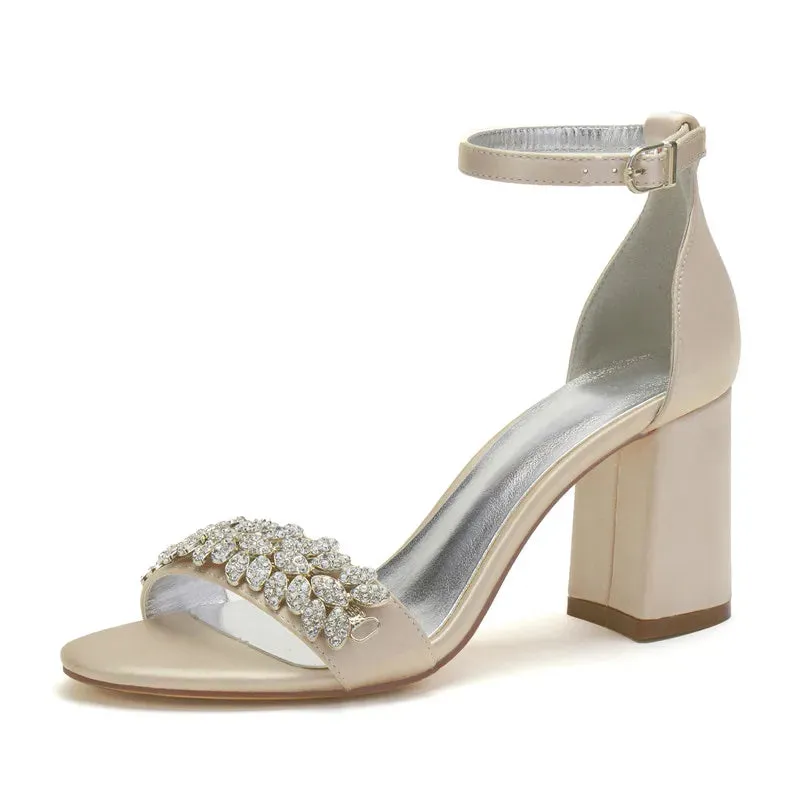 Funki Buys | Shoes | Women's Satin Block Heel Bridal Sandals